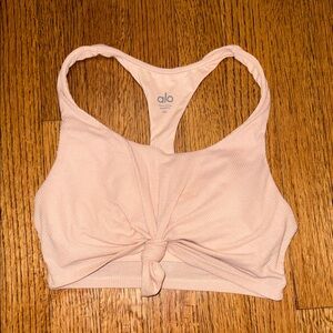 ALO Yoga Pink Knot Racerback Sports Bra